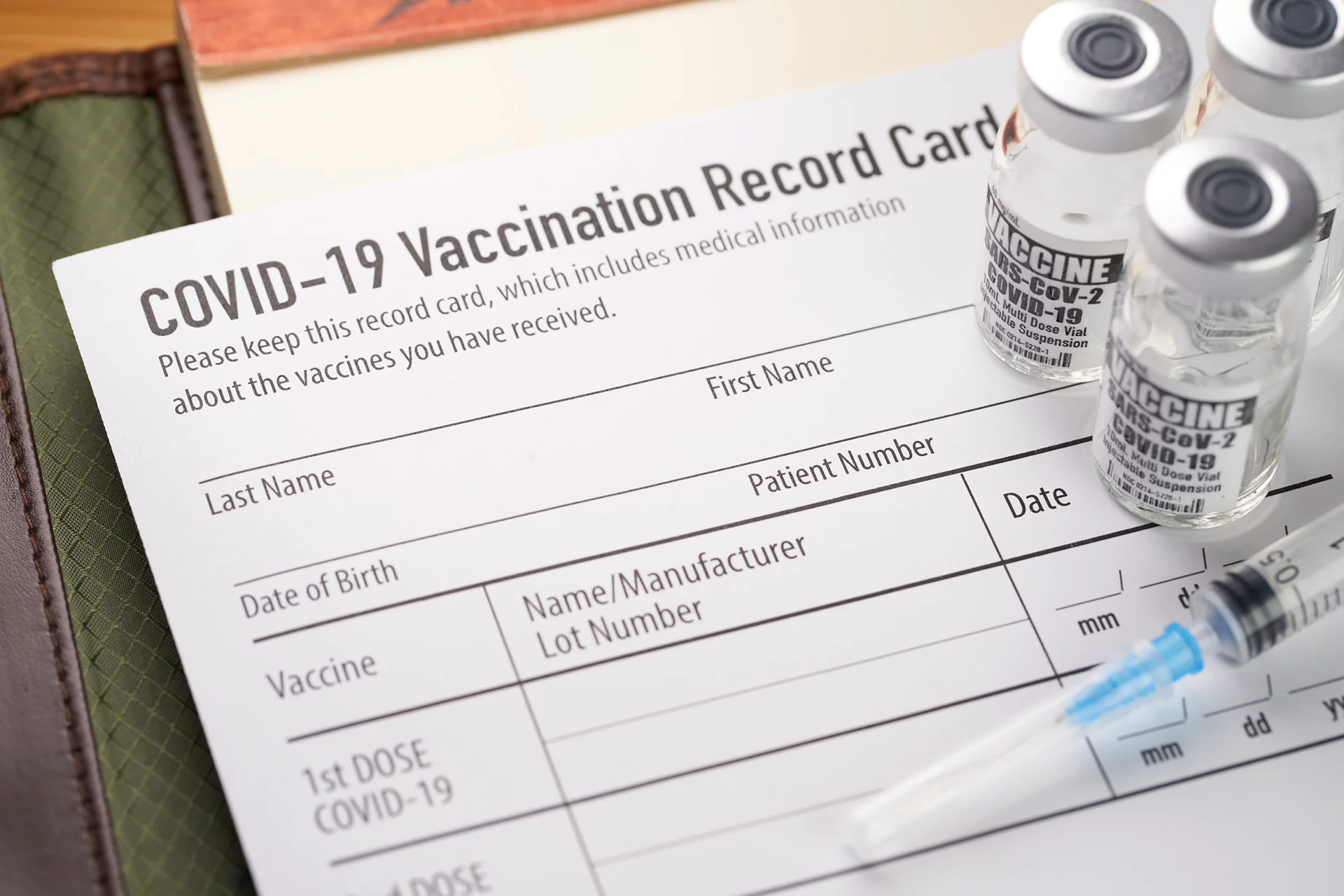 vaccination record card for Covid vaccine
