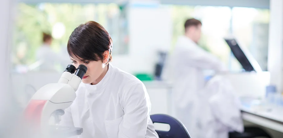 a female staff in a laboratory