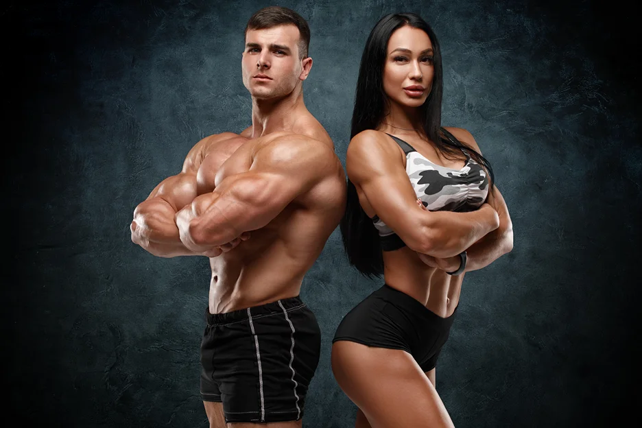 a couple of bodybuilders